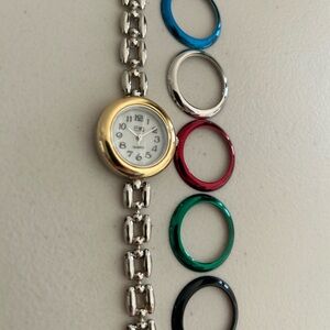 Gold and Silver new Watch with Interchangeable Bezels- Quartz movement